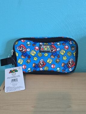 Super Mario Blue Mario Print Zip Pouch